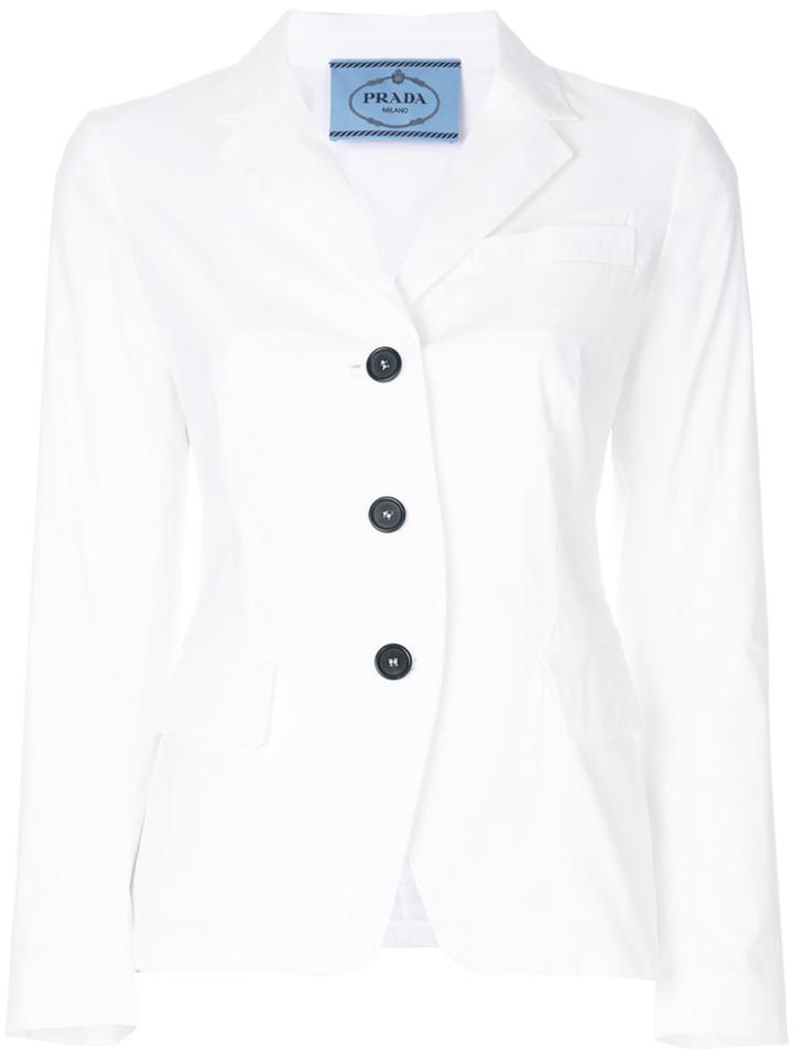 Prada Single Breasted Blazer - White