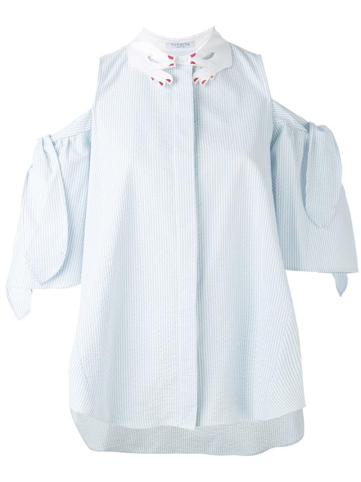 Vivetta - Cold-shoulder Shirt - Women - Cotton - 42, Blue, Cotton