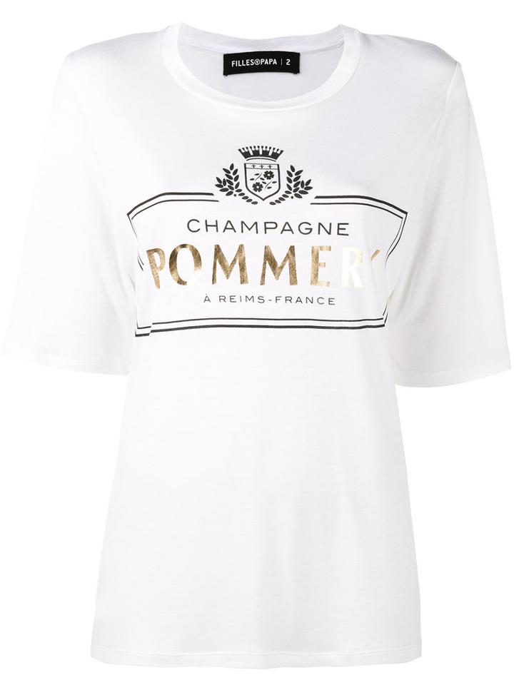 Filles A Papa - 'pommery' Print T-shirt - Women - Viscose - 1, Women's, White, Viscose