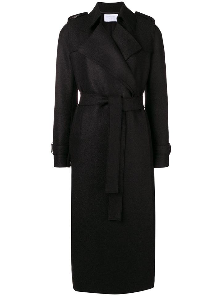 Harris Wharf London Classic Belted Trench Coat - Black