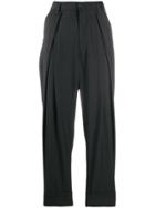 Ann Demeulemeester Cropped Pleated Belt Trousers - Black