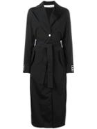 Off-white Belted Long Coat - Black