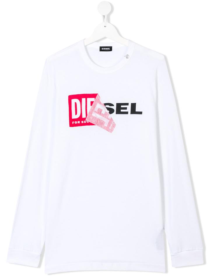 Diesel Kids Teen Logo Print T-shirt - White