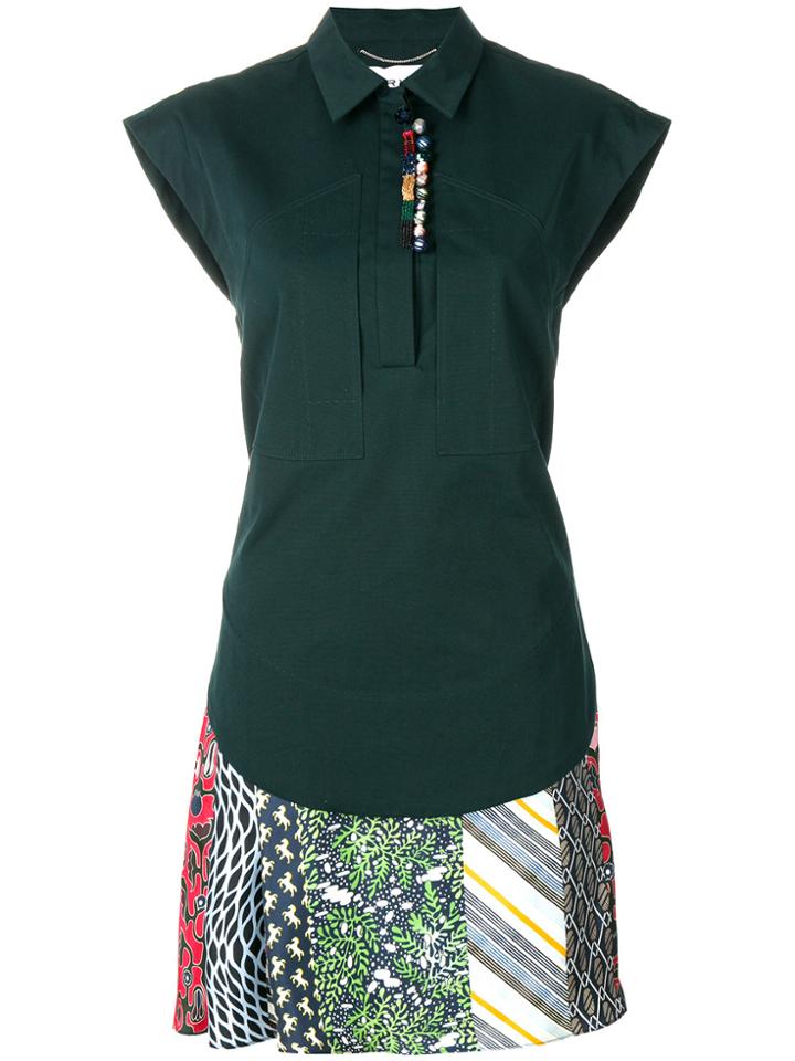 Carven Printed Hem Shirt Dress - Green