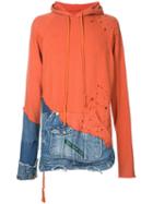 Greg Lauren - Patchwork Zipped Hoodie - Men - Cotton - 4, Yellow/orange, Cotton