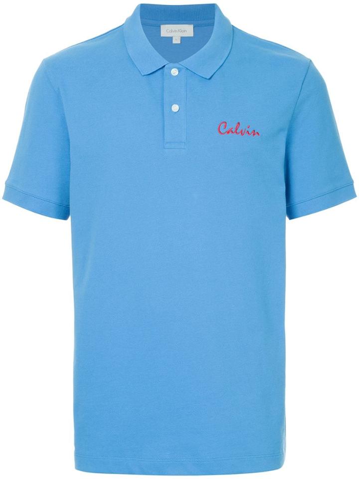 Ck Calvin Klein Embroiderd Calvin Polo Shirt - Blue