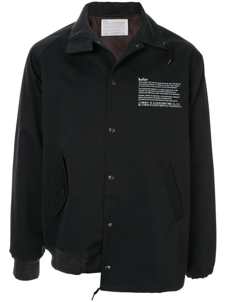 Kolor Asymmetric Bomber Jacket - Black
