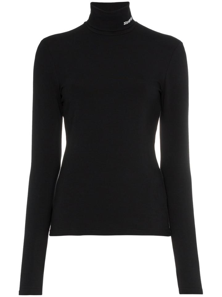 Calvin Klein 205w39nyc High Neck Logo Embroidered Cotton Blend Top -