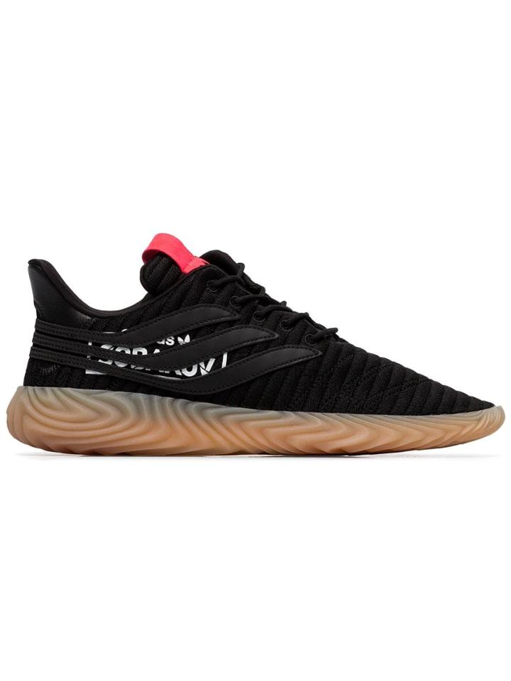 Adidas Black Sobakov Leather Low Top Sneakers