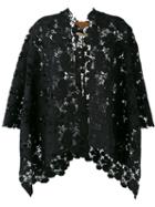 Ermanno Gallamini - Floral Poncho - Women - Polyester - One Size, Black, Polyester