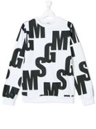 Msgm Kids Logo Graphic Print Sweatshirt - White