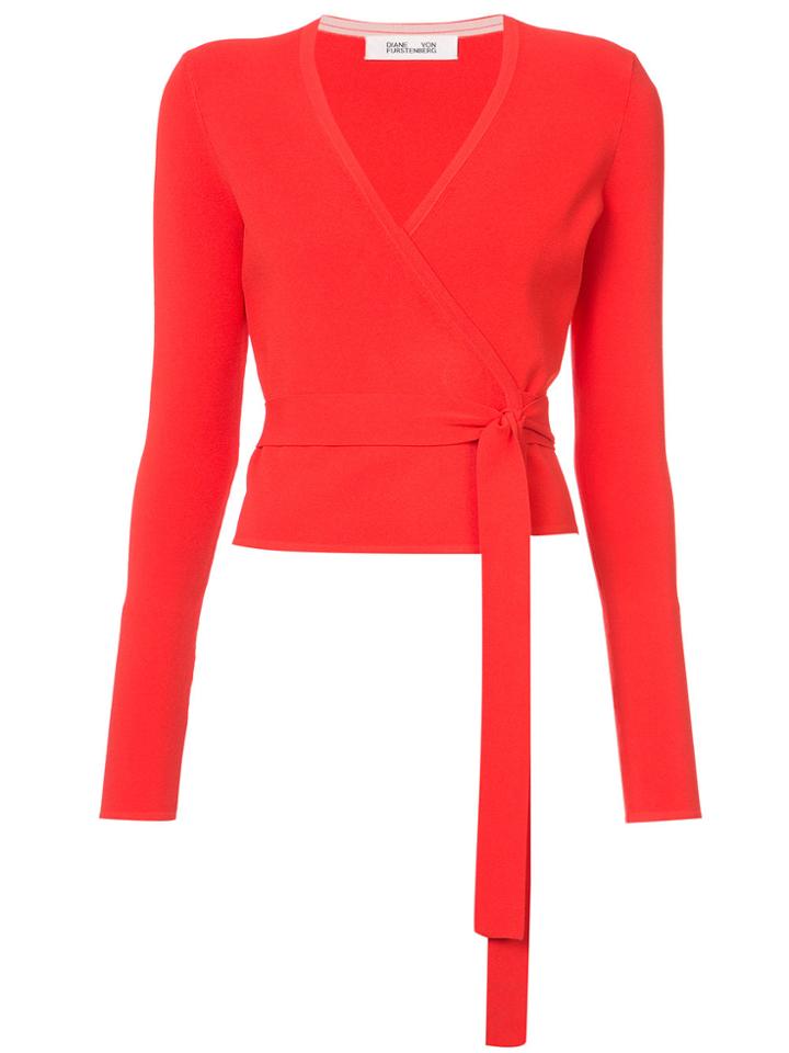 Diane Von Furstenberg Knit Wrap Top - Red