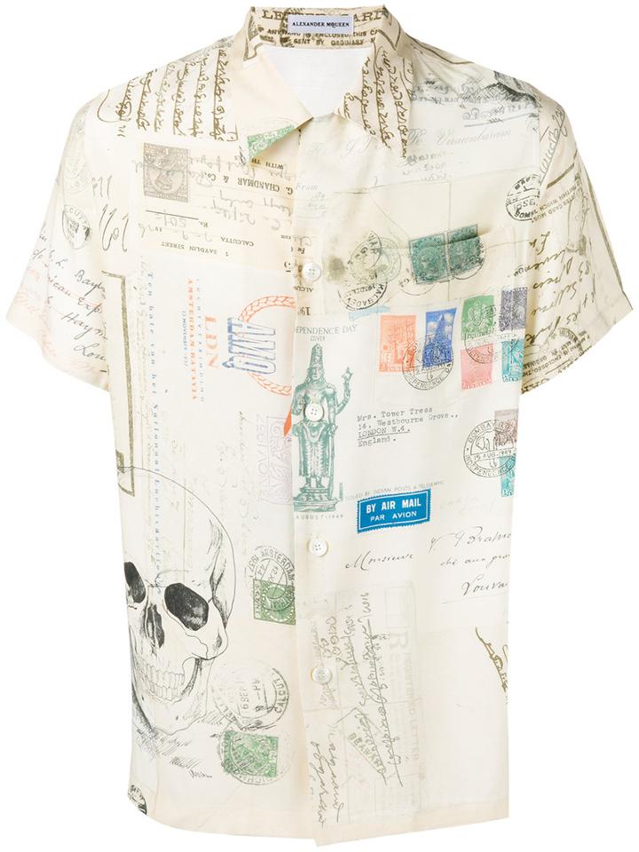 Alexander Mcqueen Printed Shirt, Men's, Size: 16, Nude/neutrals, Viscose