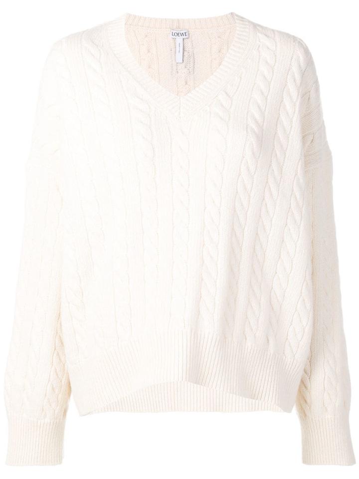 Loewe Cable-knit Sweater - White