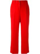 Roberto Cavalli Cropped Trousers, Size: 4, Red, Linen/flax/silk