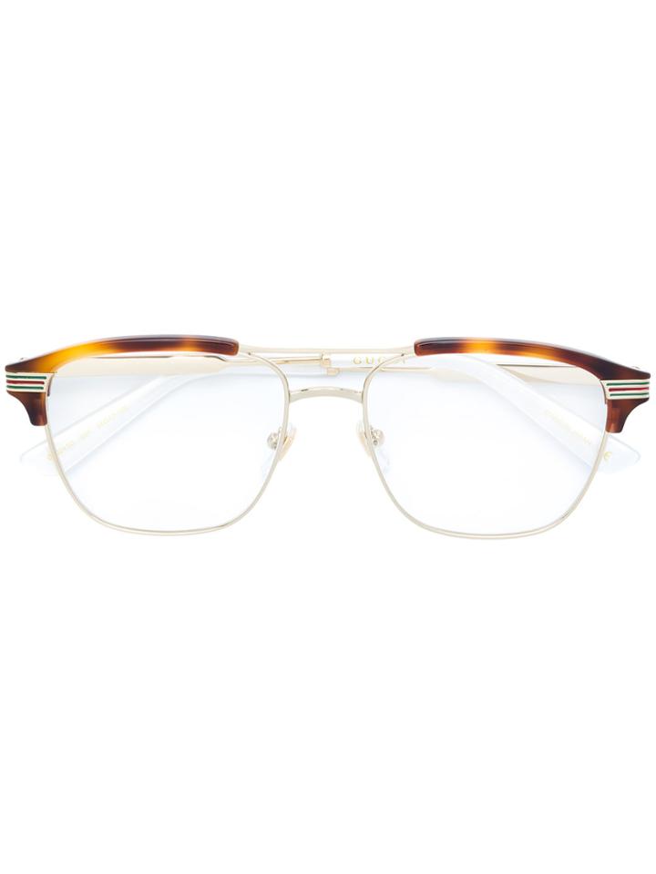 Gucci Eyewear Half Frame Tortoiseshell Glasses - Brown