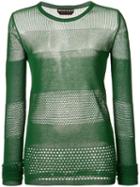 Rochas - Panelled Knit Top - Women - Cotton - 42, Women's, Green, Cotton
