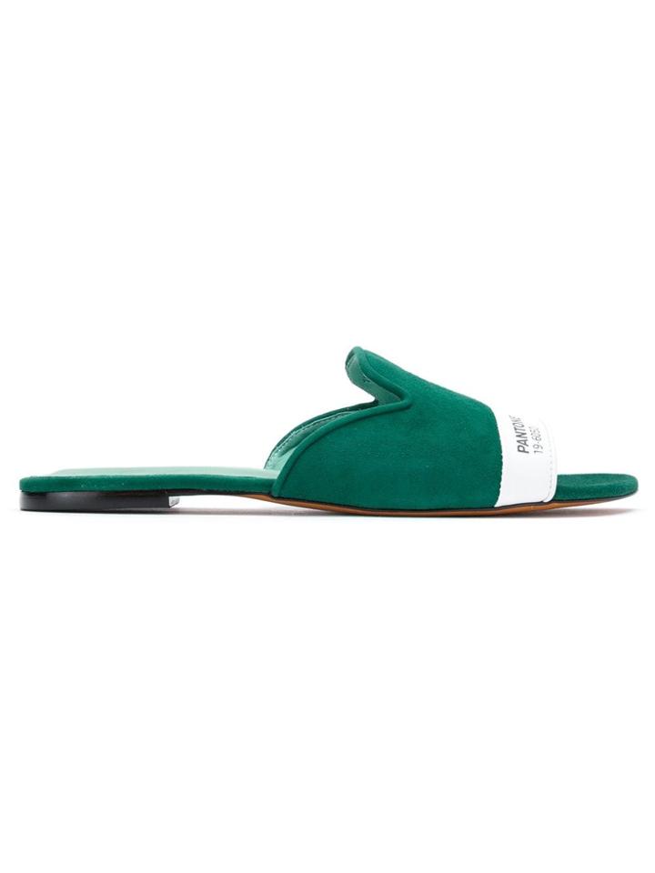 Blue Bird Shoes Panelled Suede Mules - Green