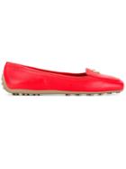Emporio Armani Front Logo Flat Loafers - Red