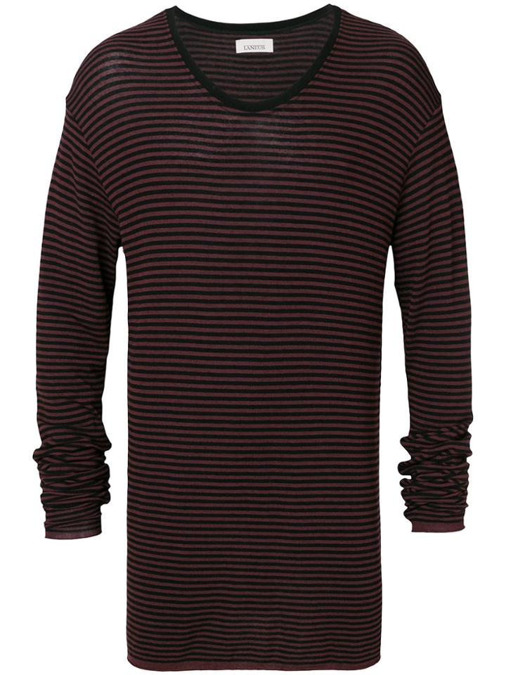 Laneus Striped Long Sleeved Sweatshirt - Black