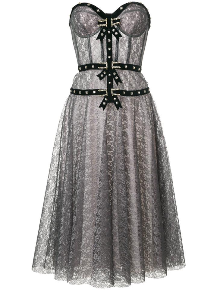 Philosophy Di Lorenzo Serafini Flared Strapless Dress - Grey