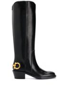 Salvatore Ferragamo Logo Knee-length Boots - Black