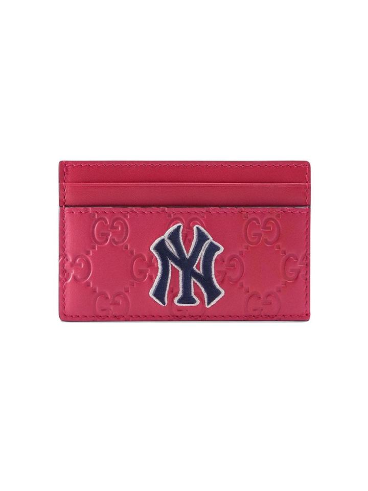 Gucci Card Case With Ny Yankees&trade; Patch - Pink