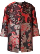 Josie Natori Abstract Floral Pattern Jacket, Women's, Size: Small, Yellow/orange, Polyester/nylon