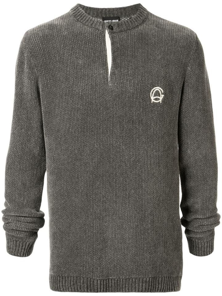 Giorgio Armani Henley Jumper - Grey