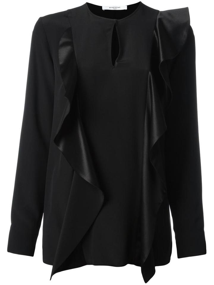Givenchy Ruffle Trim Blouse, Women's, Size: 38, Black, Silk
