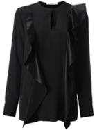 Givenchy Ruffle Trim Blouse, Women's, Size: 38, Black, Silk