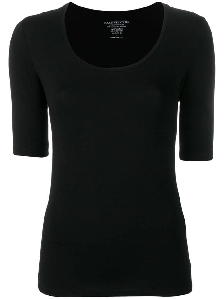 Majestic Filatures Stretch U-neck T-shirt - Black