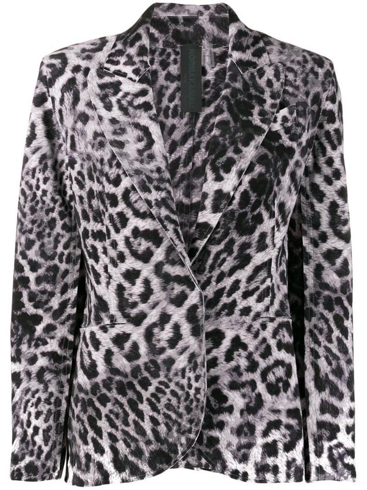 Norma Kamali Leopard Print Blazer - Grey