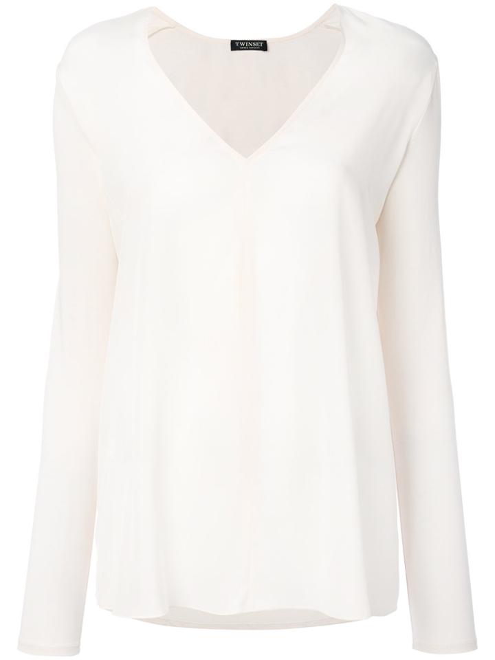 Twin-set Low Neck Sheer T-shirt - Nude & Neutrals