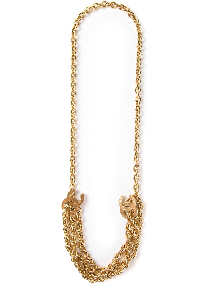 Chanel Vintage Long Chain Cc Necklace - Metallic