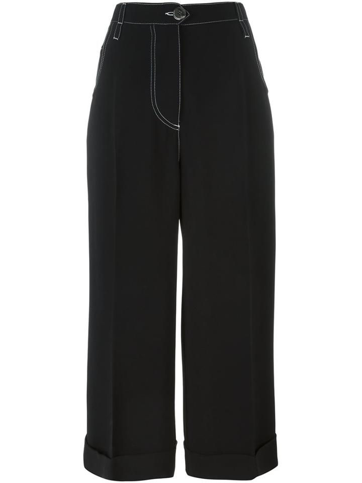 Marco De Vincenzo Wide-legged Cropped Trousers, Women's, Size: 44, Black, Acetate/viscose