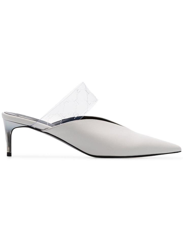 Stella Mccartney White 50 Logo Detail Pvc Strap Mules