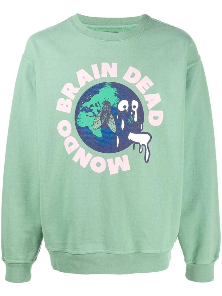 Brain Dead Fly Globe Print Sweatshirt - Green