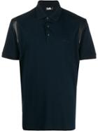 Karl Lagerfeld Signature Logo Textured Polo Shirt - Blue