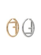 Fendi Ff Logo Earrings - Metallic