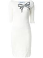 Blumarine Sequin Bow Dress, Women's, Size: 42, White, Viscose/polyamide