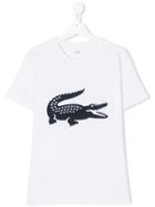 Lacoste Kids Teen Crocodile Crew Neck T-shirt - White