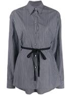 Mm6 Maison Margiela Tie Waist Striped Shirt - Black
