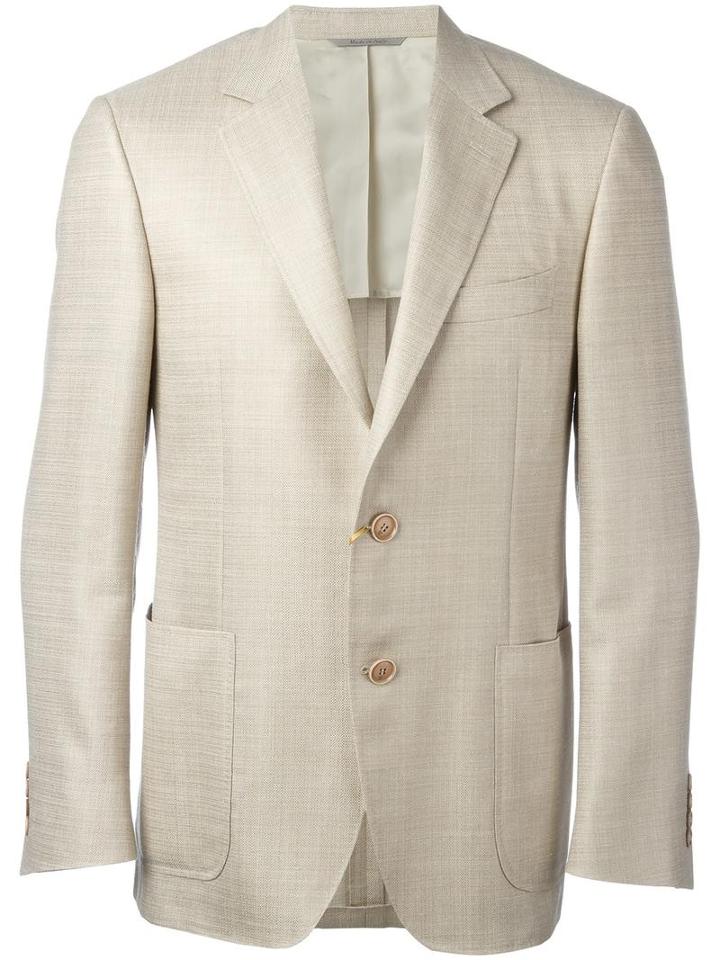 Canali Patch Pockets Jacket, Men's, Size: 56, Nude/neutrals, Silk/linen/flax/wool/cupro