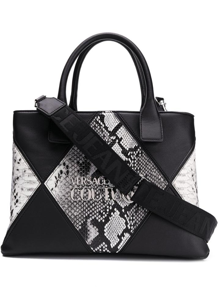 Versace Jeans Couture Snakeskin Effect Tote - Black