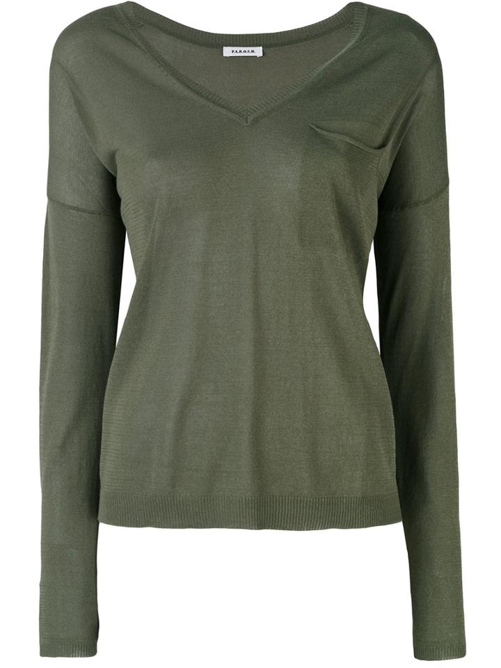 P.a.r.o.s.h. - Knitted Sweater - Women - Cotton/viscose - Xs, Green, Cotton/viscose