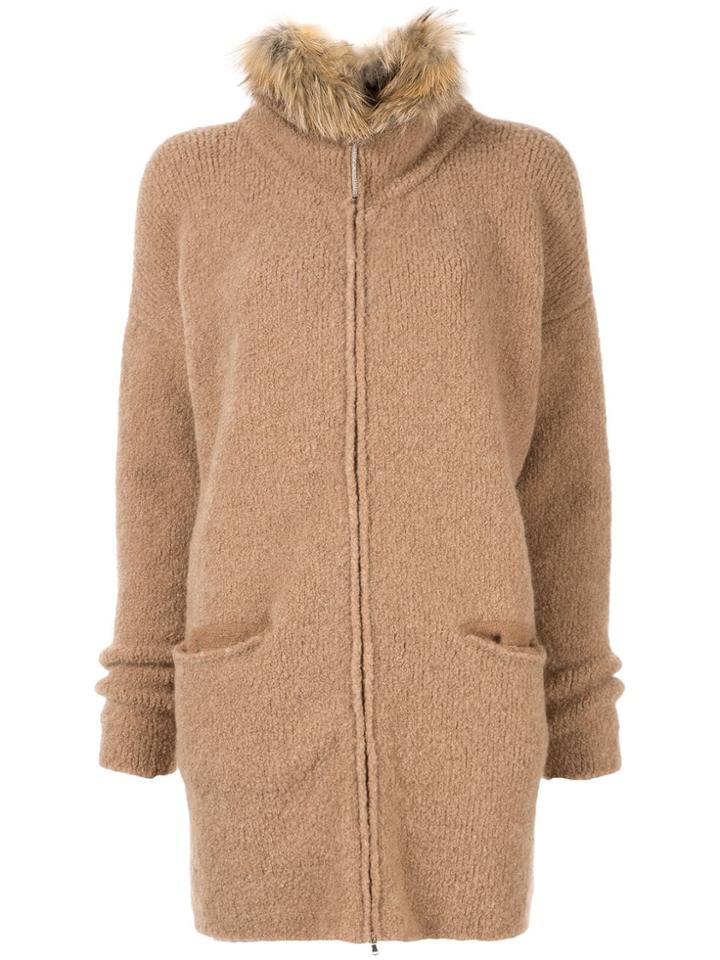 Fabiana Filippi Fur Collar Coat - Brown
