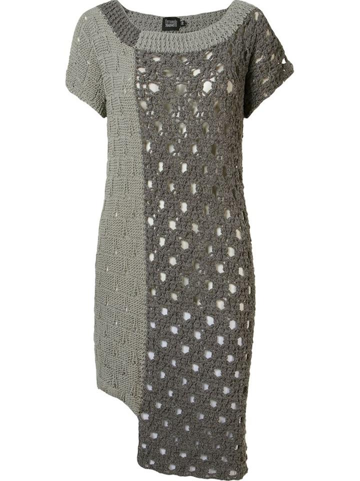 Fernanda Yamamoto Asymmetric Knit Dress, Women's, Size: 37, Grey, Cotton/acrylic