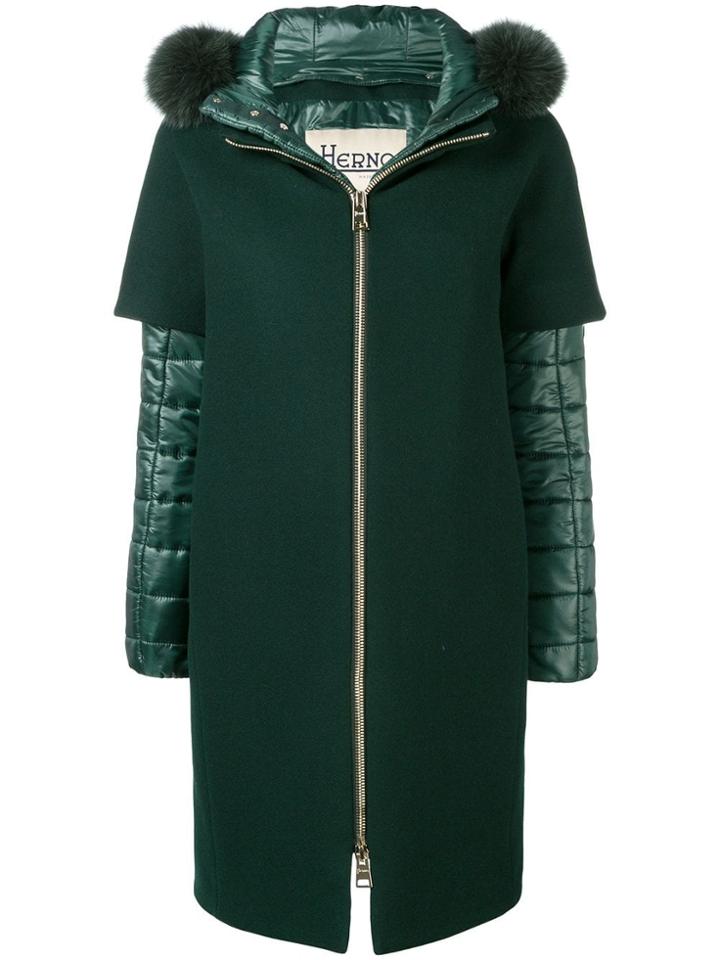 Herno Padded Layered Coat - Green