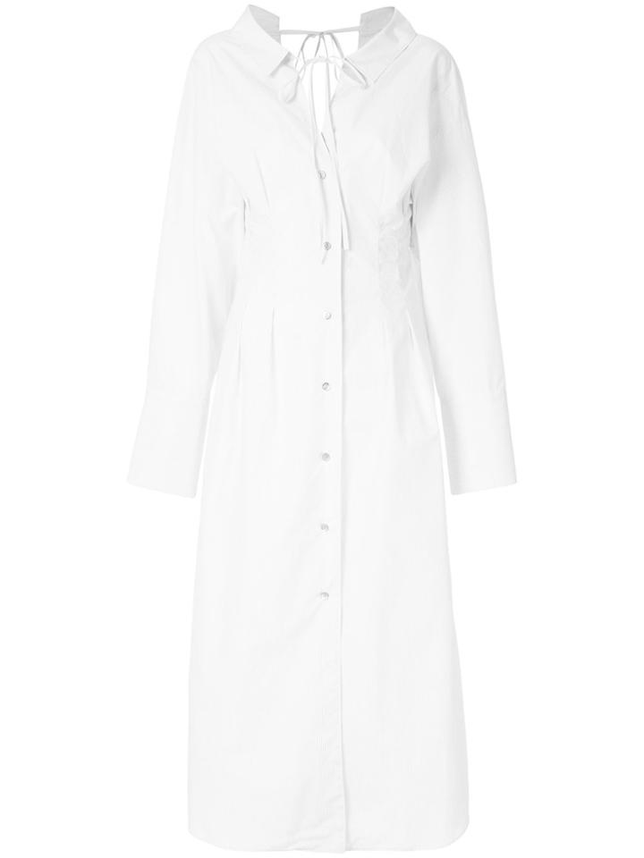 Le Ciel Bleu Pinstripe Shirt Dress - White